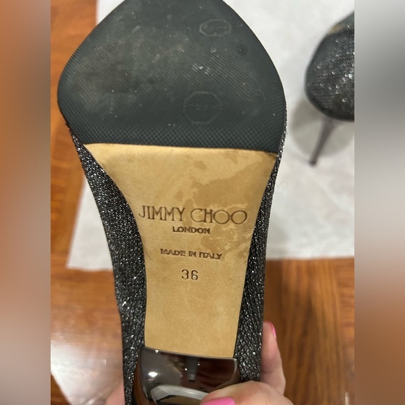 Jimmy Choo silver glitter stiletto - preowned - Picture 10 of 14